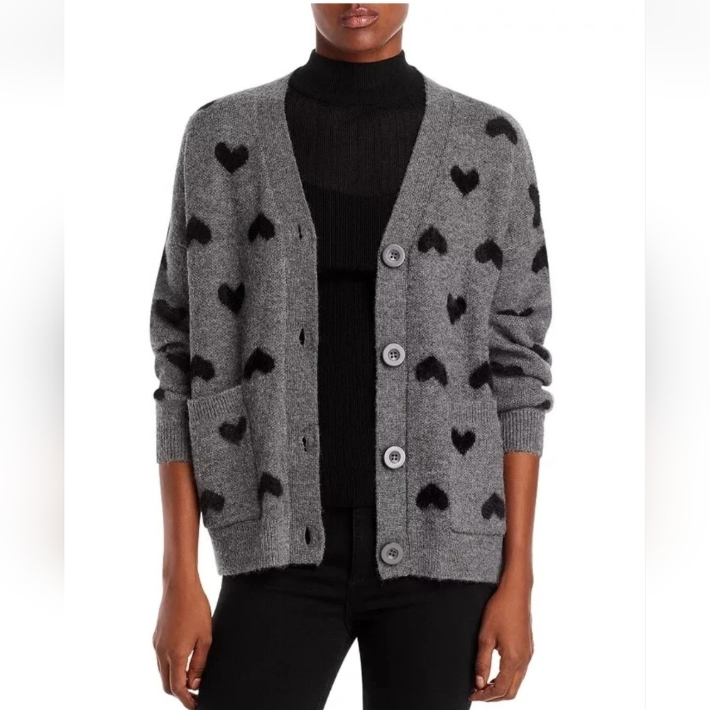 Aqua Heart Textured Open Button Cardigan Size Small Woold Blend